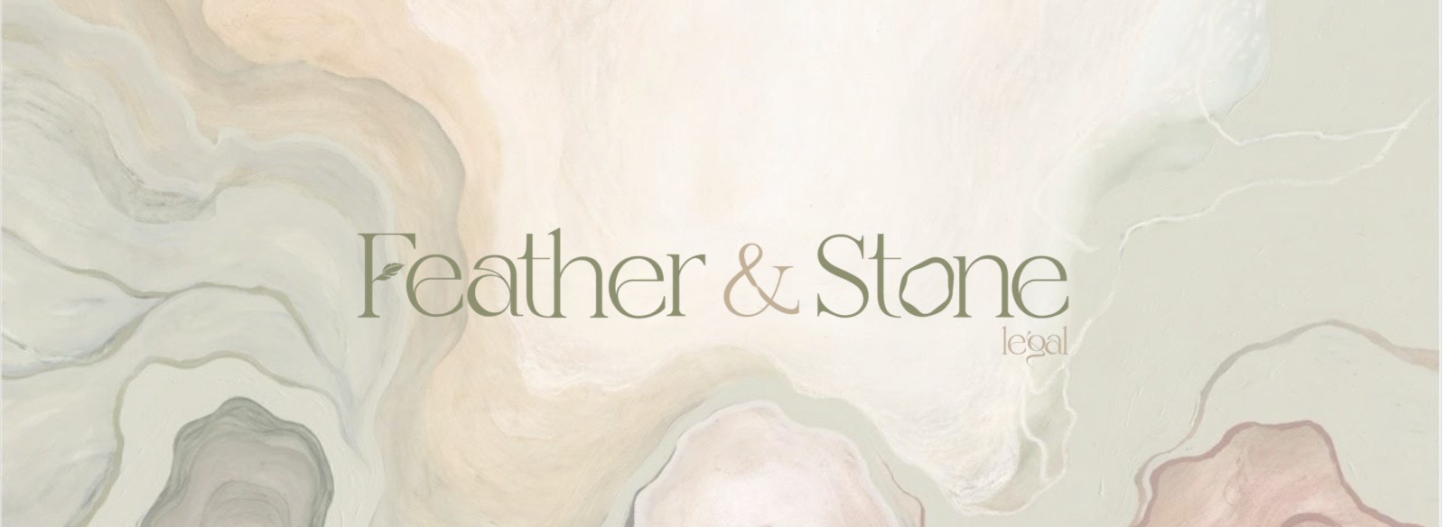 Feather and Stone Legal logo on painted marble